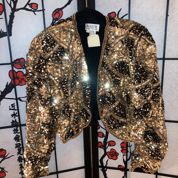 Sequin Black Tie Jacket - Picture 1 of 2
